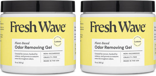 Fresh Wave Lemon Odor Removing Gel, 15 oz., Pack of 2 - Safer Odor Absorbers for Home, Natural Plant-Based Odor Eliminator, Every 15 oz. lasts 30-60 Days, For Cooking, Trash & Pets