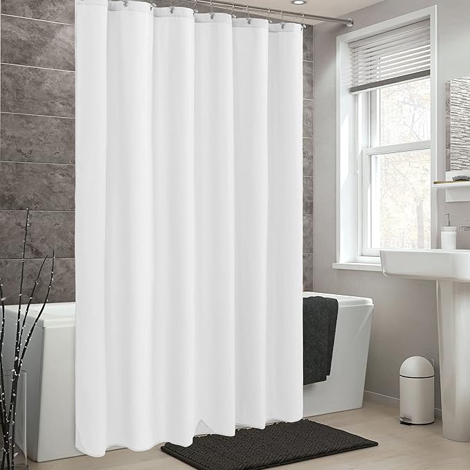 ALYVIA SPRING Long Fabric Shower Curtain Liner Waterproof - 72" x 74", Soft & Lightweight Longer Shower Curtain with Magnets, Machine Washable - 72x74, White
