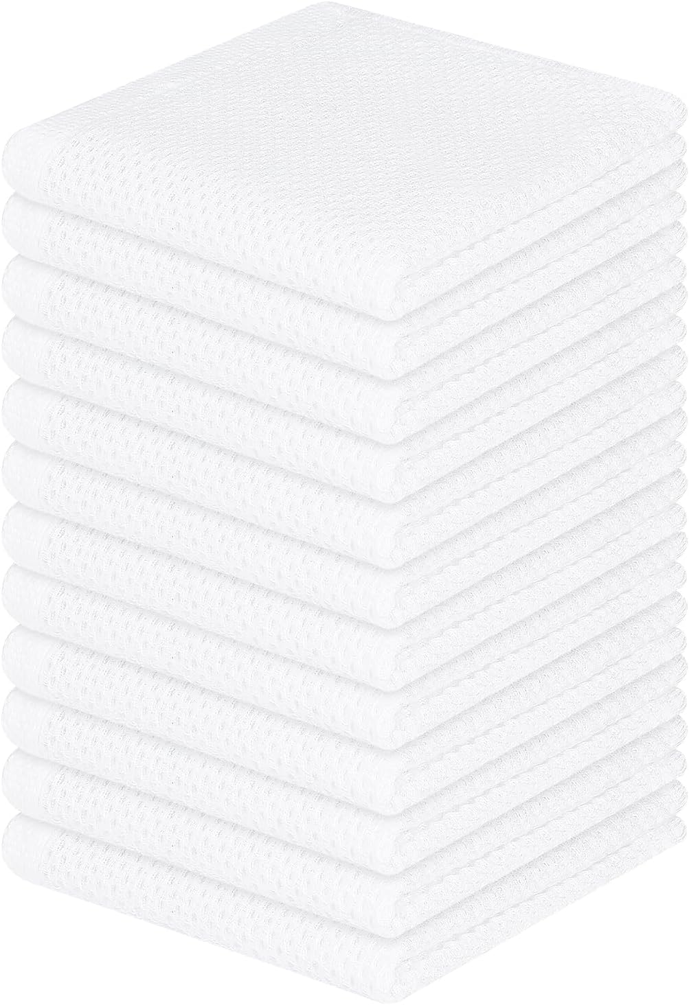 Homaxy 100% Cotton Waffle Weave Kitchen Dish Cloths, Ultra Soft Absorbent Quick Drying Dish Towels, 12 x 12 Inches, 12-Pack, White