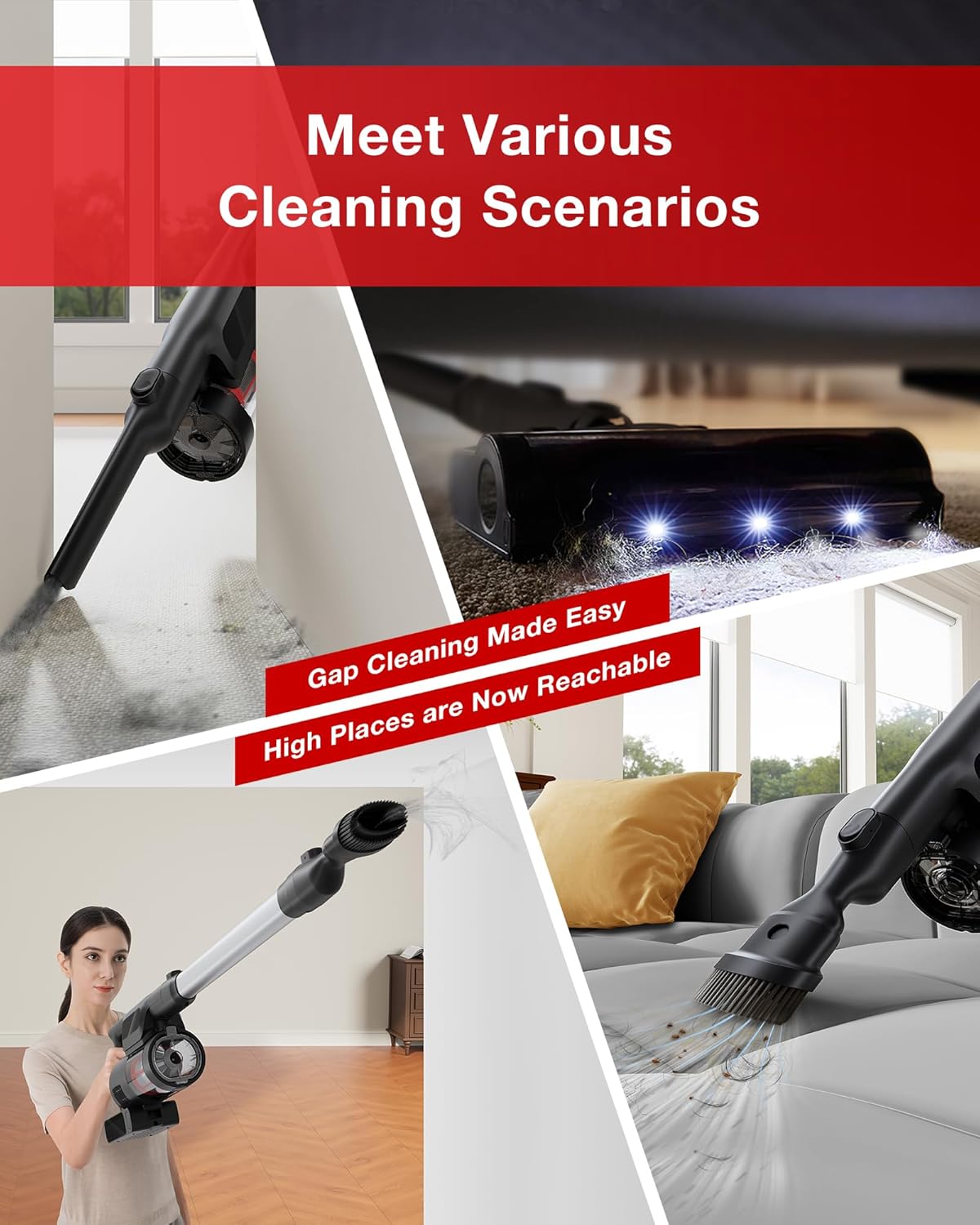 Yeedi C12 Combo Cordless Stick Vacuum & Robot & Mopping, All-in-one Cleaning Combot, with Dual Auto Self-Emptying, 10000Pa Suction & Lightweight, ZeroTangle Brush for Hard Floor, Carpet & Pet Hair