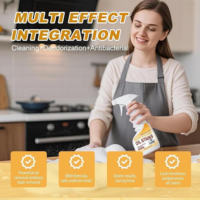 Grease Remover,Heavy Oil Stain Cleaner Kitchen,Clean Up Kitchen Oil Stains, 2025 Upgrade Cleaner Spray Degreaser Cleaner, Grease Remover for Pot, Stoves and Range Hoods (1)