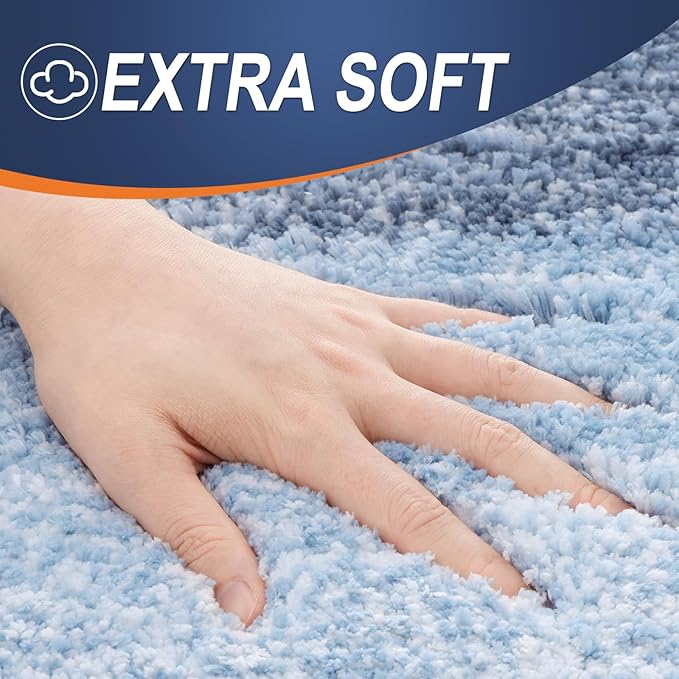 OLANLY Bathroom Rugs Mat 36x24, Extra Soft Absorbent Microfiber Bath Rugs, Rubber Backing, Quick Dry, Machine Washable Bath Mats for Bathroom Floor, Tub and Shower, Home Decor Accessories, Blue