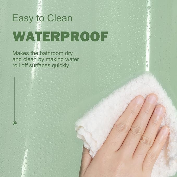 UFRIDAY Green Clear 72 x 84 Shower Curtain Liner,Extra Long Clear Shower Curtain Liner 84 inches Long,12 Rust Resistant Metal Grommets, 5 Weighted Magnet Hem
