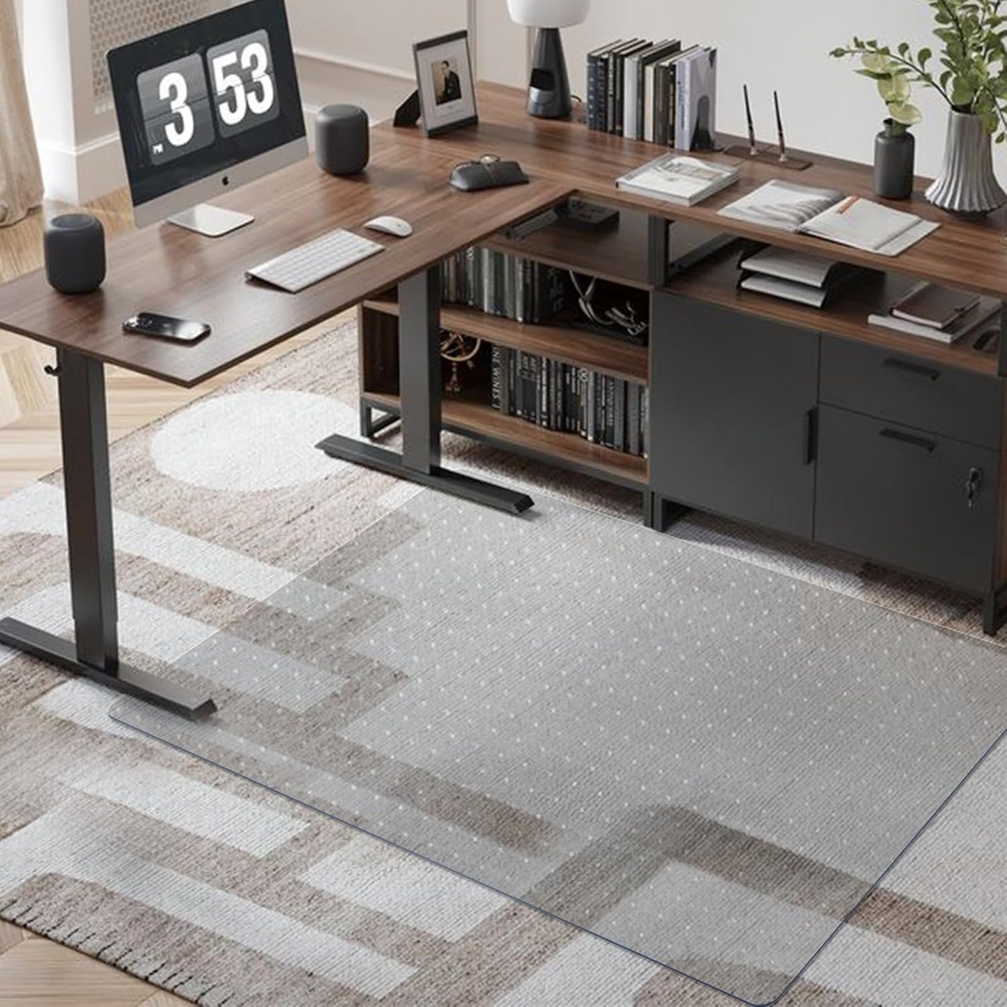 Azadx Chair Mat for Carpet 48"x 36" with Lip Chair Mat for Carpeted Floors, Office Chair Mat for Carpet Protector Floor Mat on Low Pile Carpets Easy Glide Rolling Desk Computer Chair Mat for Home