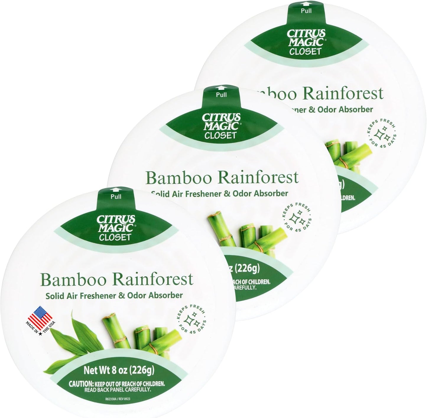 Citrus Magic For Closets Odor Absorbing Solid Air Freshener, Bamboo Rainforest, 8-Ounce, Pack of 3