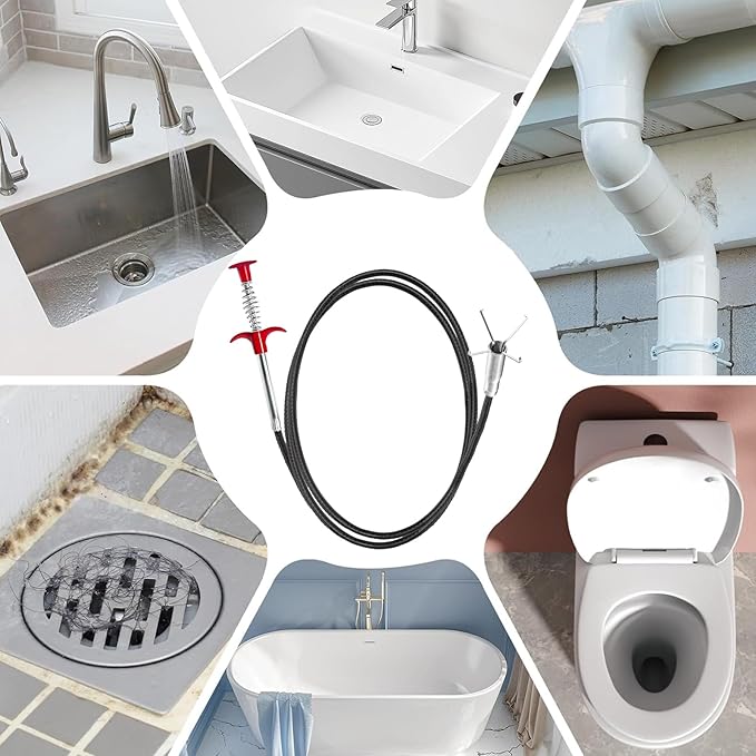 Drain Snake,76 inch Drain Clog Remover - Flexible Grabber Claw Pick Up Reacher Tool for Home Sink, Bathroom Tub,Drain, Toilet, Tight Spaces