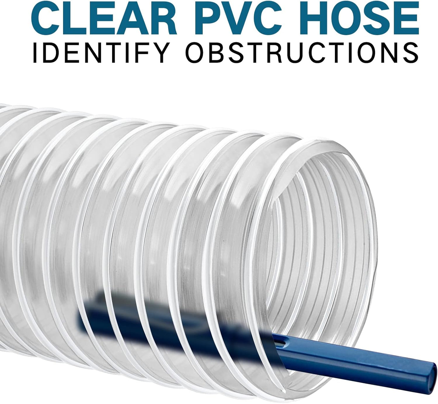 Qucship PVC Dust Collection Hose 2 1/2" x 20' - Heavy PVC Fume Collection Hose for Workshop, Woodworking, Dust Collection Systems