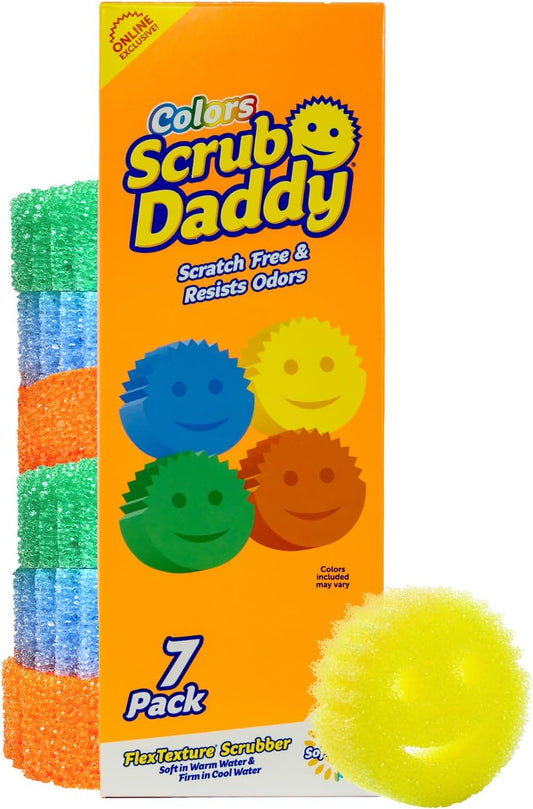 Scrub Daddy Scratch-Free Multipurpose Kitchen Sponges - Bulk Dish Sponges for Kitchen, Bathroom, Household Cleaning & More - Made with BPA-Free Polymer Foam (7 Count)