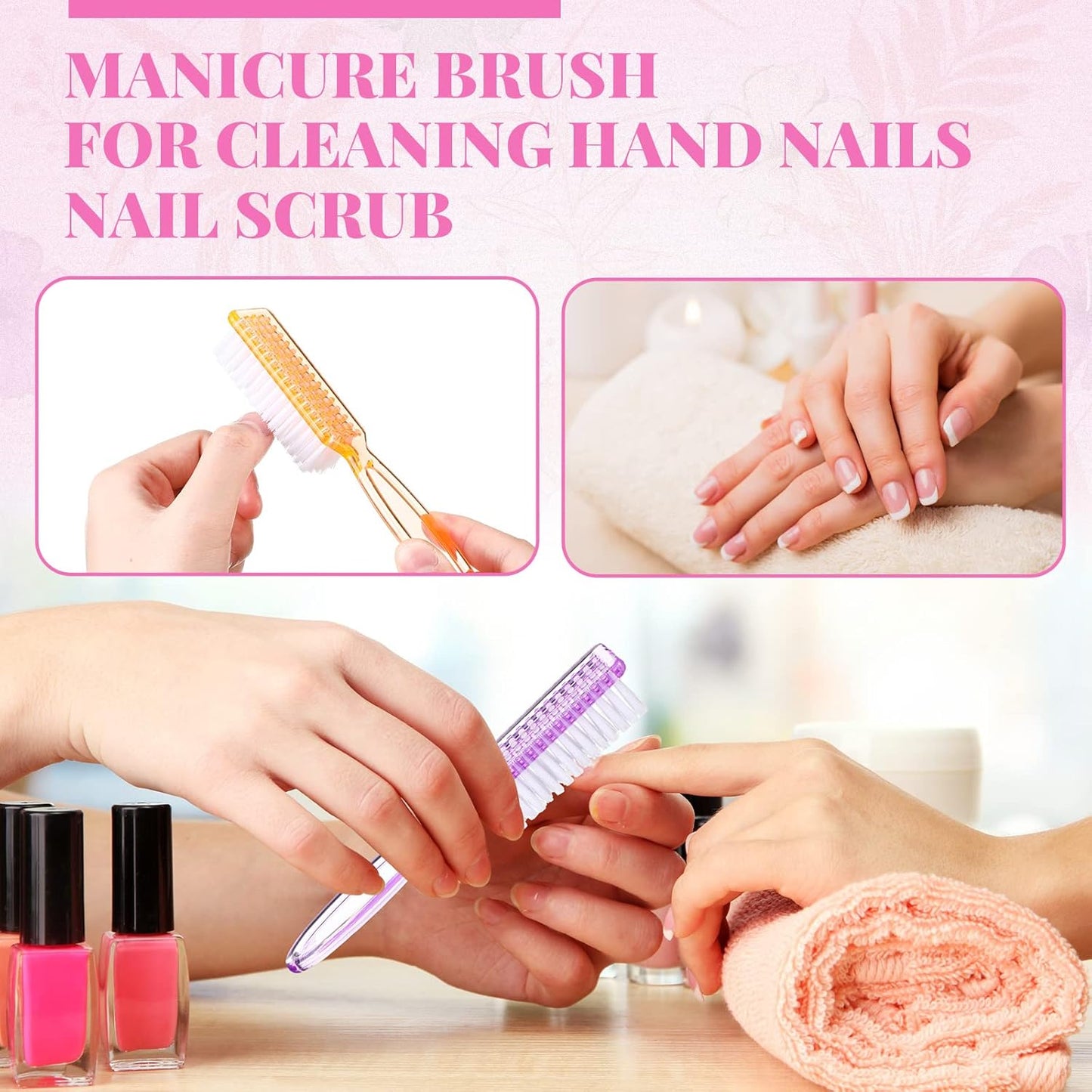 Patelai 24 Pcs Handle Grip Nail Brush Bulk Colorful Nail Scrubber Cleaner Fingernail Brushes Hand Toes Scrub Cleaning Brushes Pedicure Scrubbing Tool for Men and Women, Multicolor Brush