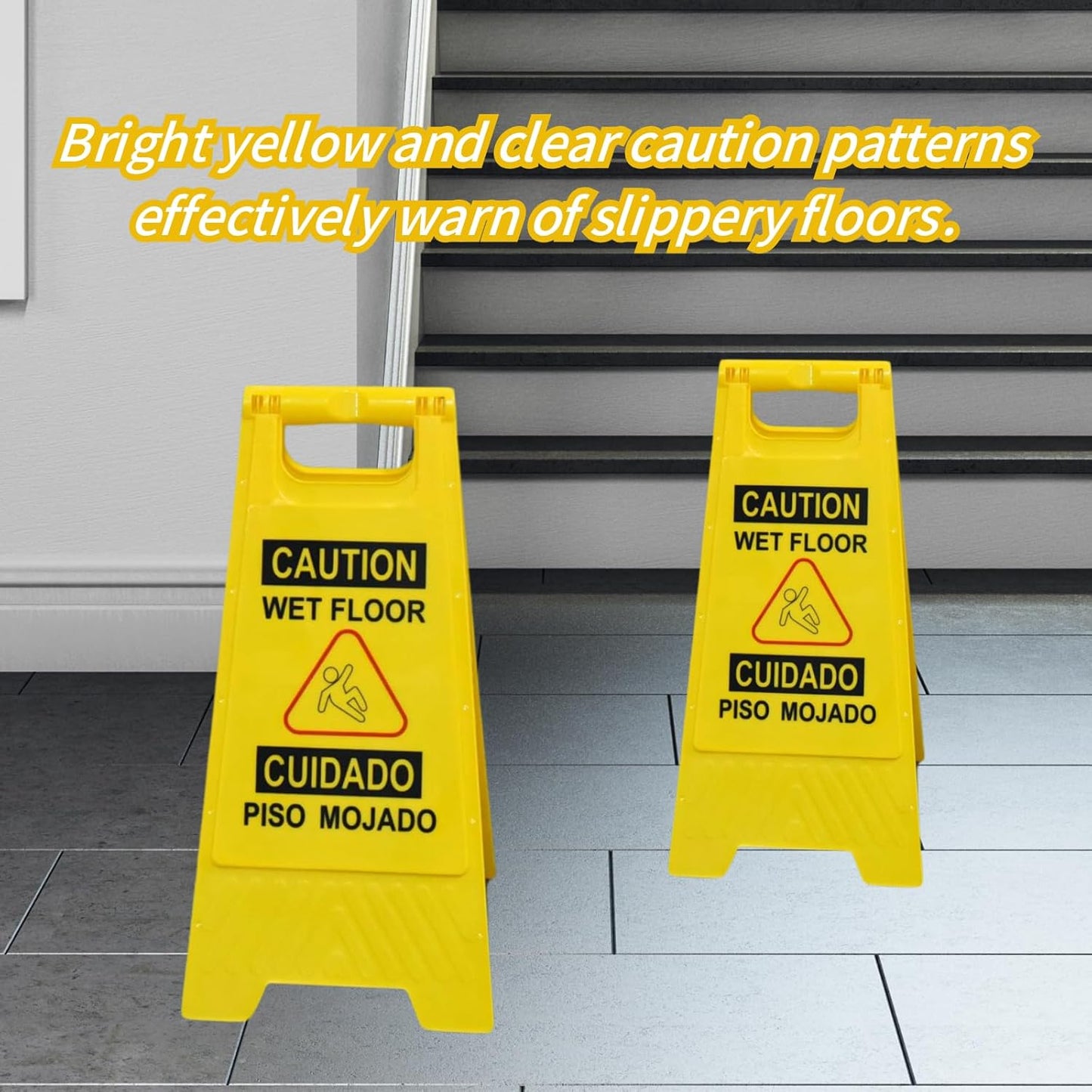 12 Pack A-Frame Caution Wet Floor Safety Signs，Foldable Double Sided Warning Boards for Storefront，Lobby，Mall，Gym，Spa