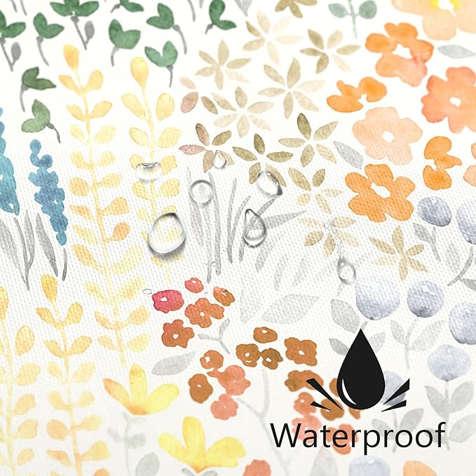 Small Stall Shower Curtain 36 x 72 Inch, Half Narrow Cute Floral Shower Curtain for Bathroom, Orange Wildflower Boho Cottagecore Fabric Shower Curtain Set with Hooks