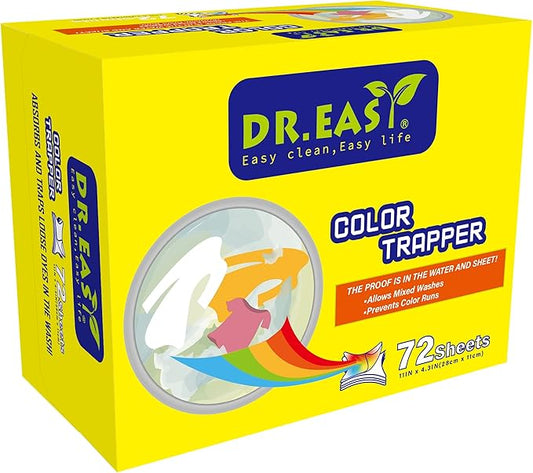 Unscented Color Catcher Sheets, 72 Count, Special Pores Texture, Dye & Fluorescent Remover, Safe for Dryer, Compatible with All Washers & HE, Non-Toxic, All Skin Types