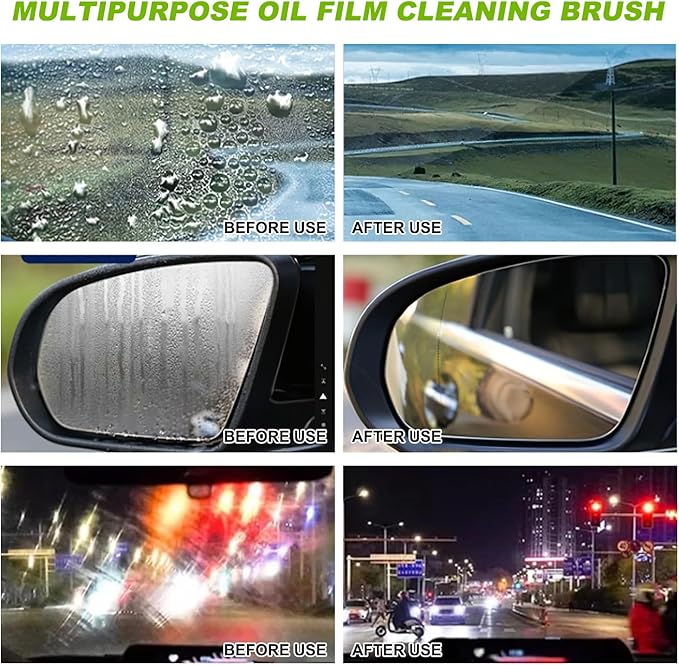 Automotive Oil Film Cleaning Brush for Car Windows,Upgrade 2.0 Clear Vision Glass Cleaner, Car Windshield Cleaner Tool,Universal Cleaning Wipe Board (2PCS)
