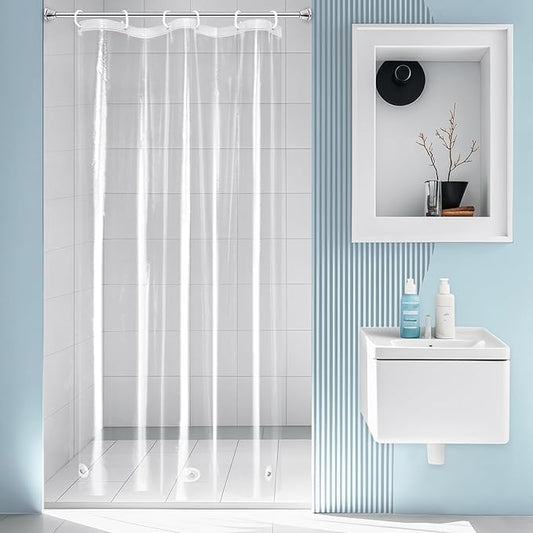 EurCross Tall Stall Size Clear Shower Curtain Liner 36x78, Waterproof See-Through PEVA Shower Curtain with 3 Magnets,36inch Width by 78inch Height,6 Metal Holes and Hooks