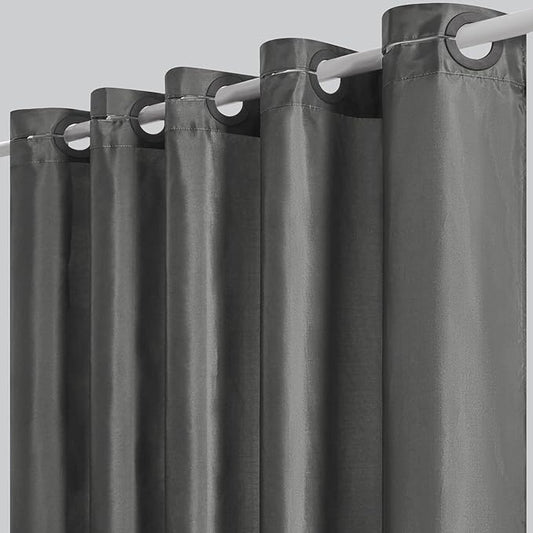 Furlinic No Hook Stall Size Shower Curtain,48 x 84 Inch Small Half Narrow Shower Curtain Liner,Waterproof Fabric Bathroom Curtains with 6 Plastic Split Grommets,Hotel Grade Machine Washable,Dark Grey