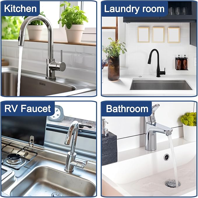 Meiliweser Silicone Faucet Mat for Kitchen Sink – Gen 3 10° Slope Splash Guard with Cuttable Hole – 14” x 5.5” Drip Catcher & Sponge Holder for Kitchen, Bathroom (White)