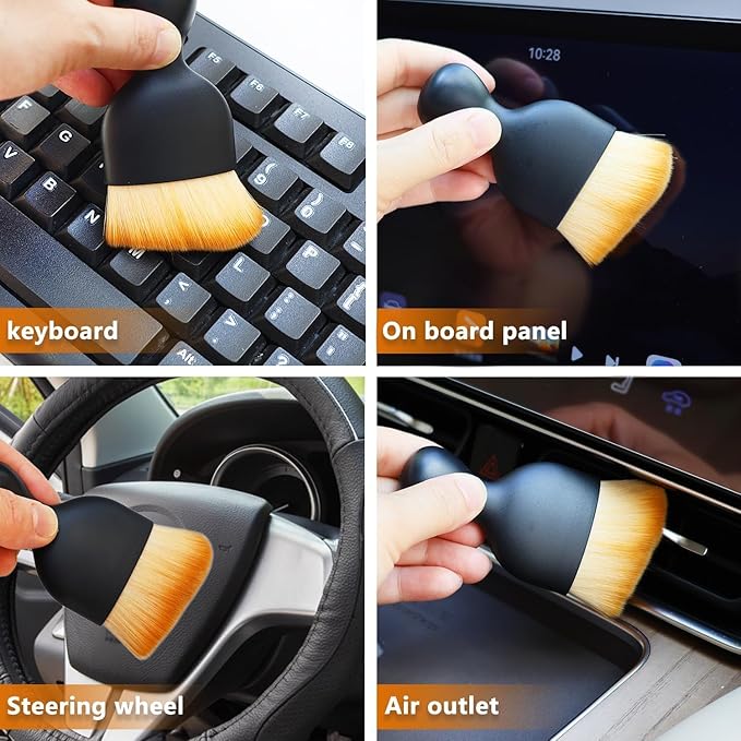 6Pcs Car Interior Cleaning Soft Brushes, Car Interior Beauty Brush,Car Interior Dusting Brush,Suitable for Cleaning Car Interior or Exterior,Air Conditioning Vents, Leather
