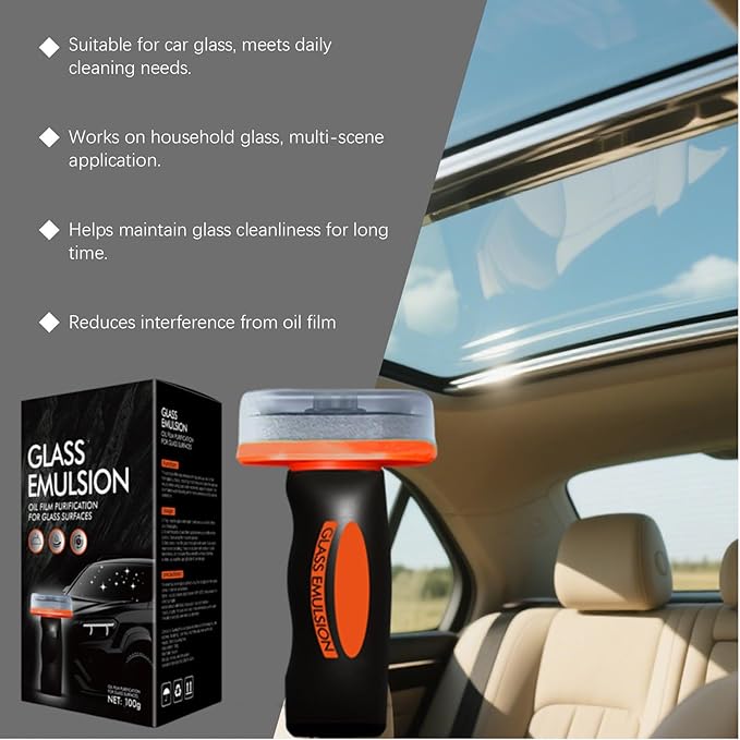 Q4 Windshield Cleaner,Q4 Glass Guard,Glass Emulsion Cleaner,Glass Handle Oil Film Remover Lotion,Car Windshield Oil Film Remover,Removes Oilfilm & Smudges (2PCS)