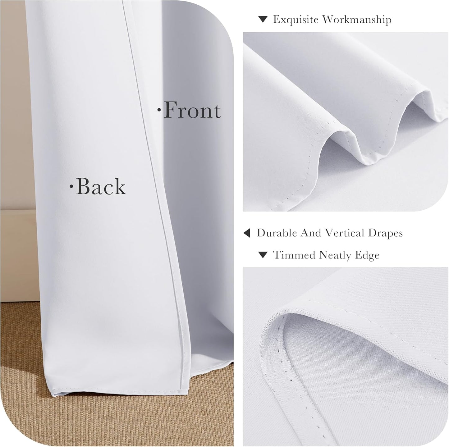 PONY DANCE Window Treatments Curtains - Double Short Curtain Panels with Soft Fabric for Bedroom's Small Bay Window Home Decor, W 42" by L 45", Pure White, 2 Pieces