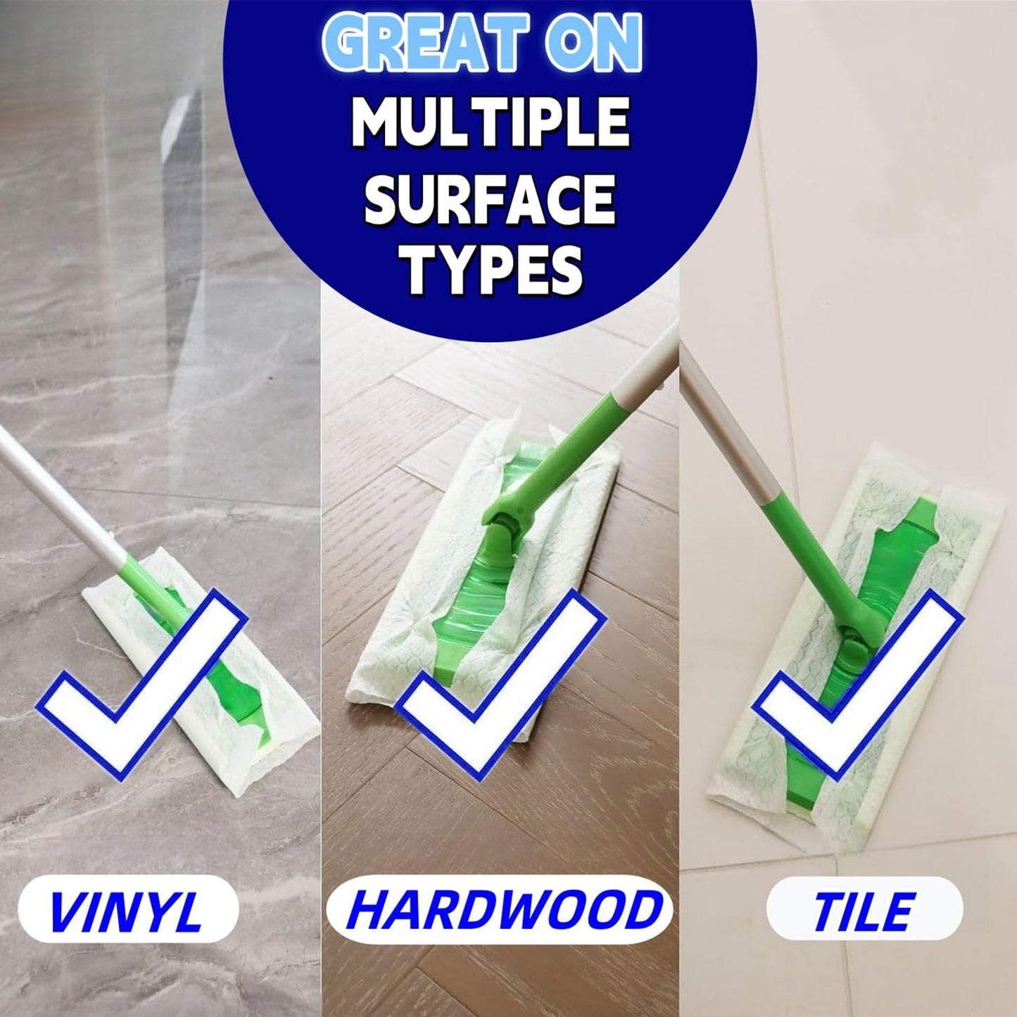 SUZZYVINE Dry Sweeping Cloths Dry Pads Refills 80 Count Dry Mop Refills for Floor Mopping and Cleaning, Dry Sweeping Cloths Dry Floor Cloths, Unscented, 7.87"x11.81" (80 Count)