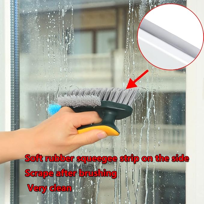 Grout and Corner Scrubber Brush with Scraper Tool 4-in-1, Stiff Bristles Crevice Floor Cleaner for Cleaning Bathroom Kitchen Wall Gap Cleaning Brush