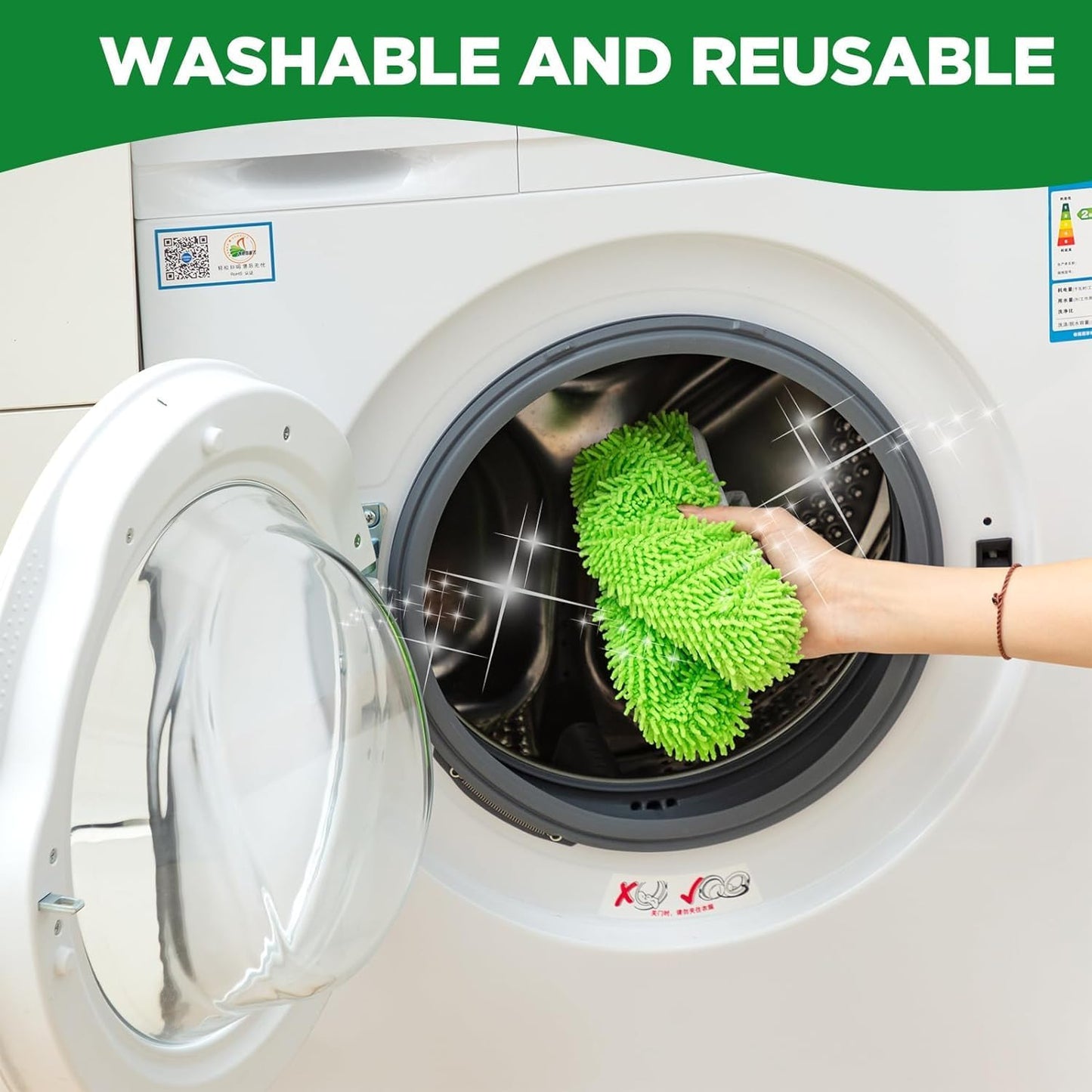 Reusable Microfiber Mop Pads Washable Wet Pads Compatible with Swiffer Sweeper Refills Pads for Wet & Dry Sweeping Cloths Mop Head Replacement for Household Cleaning (4PCS)