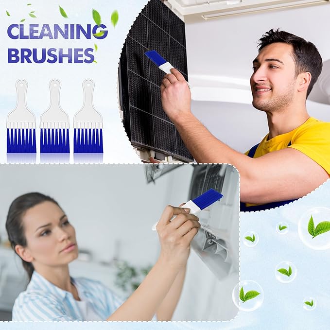 Boao 6 Packs Coil Brush Air Conditioner Condenser Refrigerator Cleaning HVAC Coil Cleaner Small Plastic Whisk Brush (Blue)