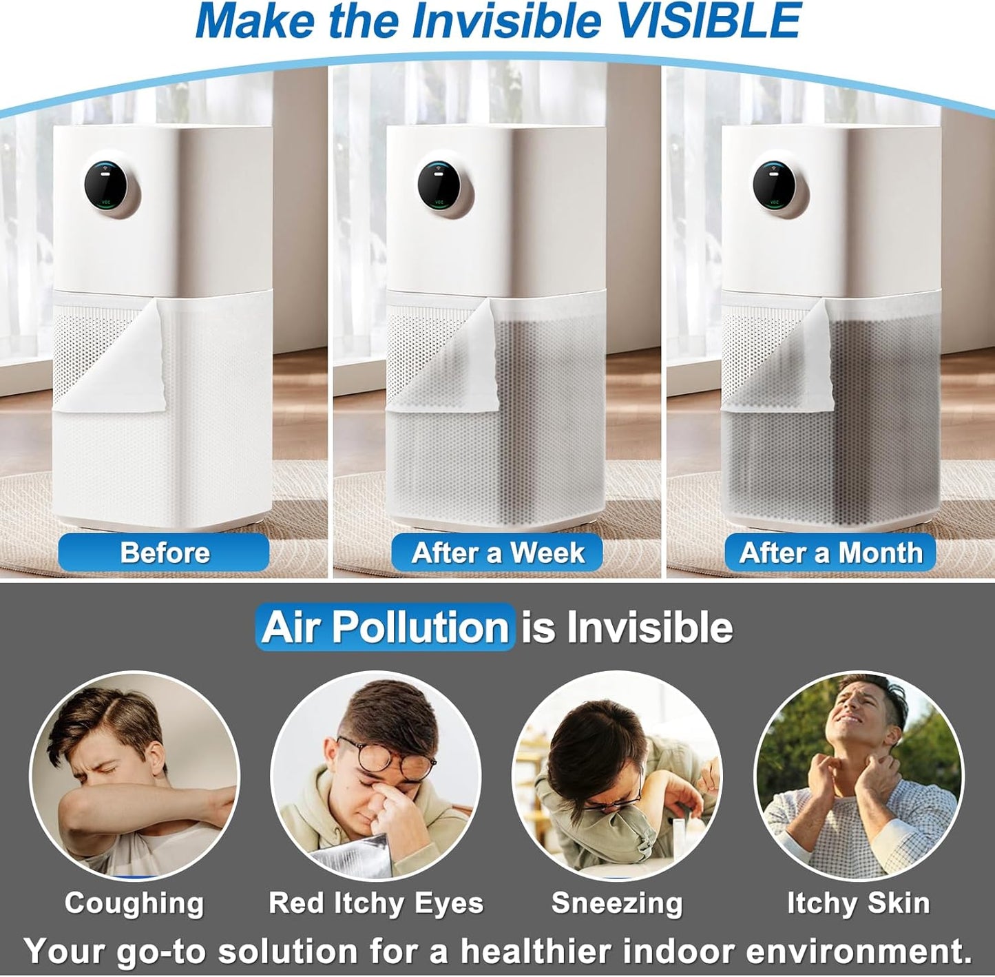 UCINNOVATE MERV 13 Filter Media 20"x90", 12.5 Ft² Cut to Fit Electrostatic Air Vent Filters with 125" Tape, Stop Dust, Pollen and Pet Dander(0.3 Microns) for HVAC AC Vent Purifiers Fan Registers