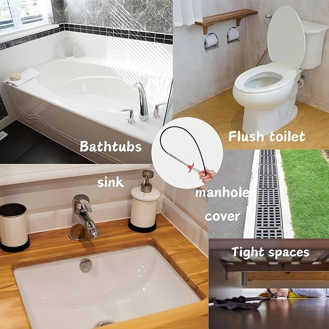 61 inch Drain Snake Grabber Claw Pickup Tool Drain Hair Remover Tool Sewer Cleaner Hook Long Grabber Drain Tool Home Sink And Toilet Drain Cleaner Tool