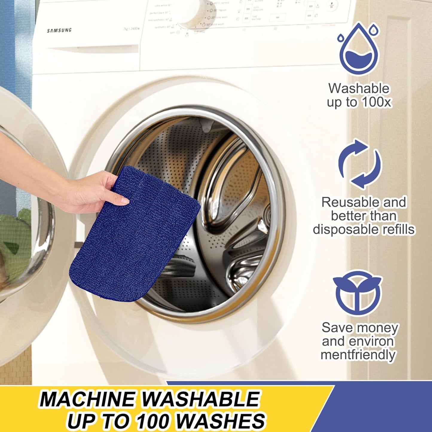 16.5 Inch Reusable Mop Pads Microfiber Spray Mop Replacement Heads for Wet/Dry Mops Compatible with Bona Floor Care System (6 Pack)