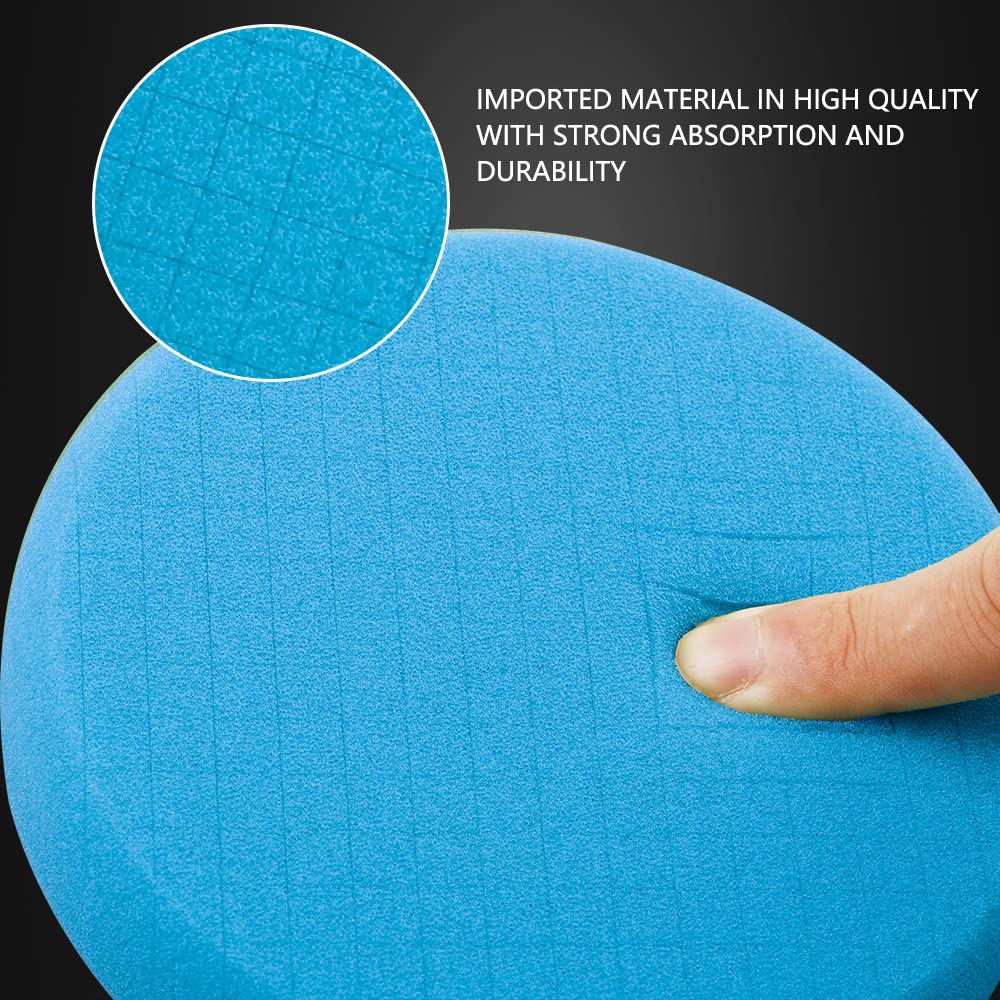 Blue Polish Pad, Buffing Polishing Pads, SPTA 1Pc 5.5 Inch Face for 5 Inch 125mm Backing Plate Compound Buffing Sponge Pads for Car Buffer Polisher Compounding, Polishing and Waxing -FPTSS5B