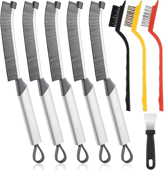 9Pcs Crevice Cleaning Brush Set, Hard Bristle Cleaning Supplies for Kitchen, Bathroom, Corner, Grout, Sink, Cup, Teapot, Bottle, Blender