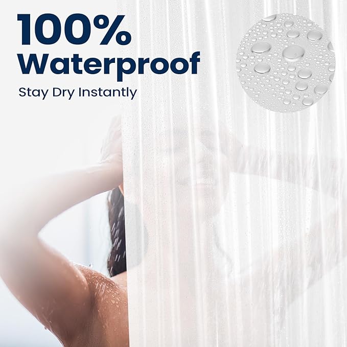 downluxe Set of 2 Frosted Shower Curtain Liner, PEVA Lightweight Plastic Shower Liner with 3 Magnets, 72" x 72" Waterproof Bathroom Curtain