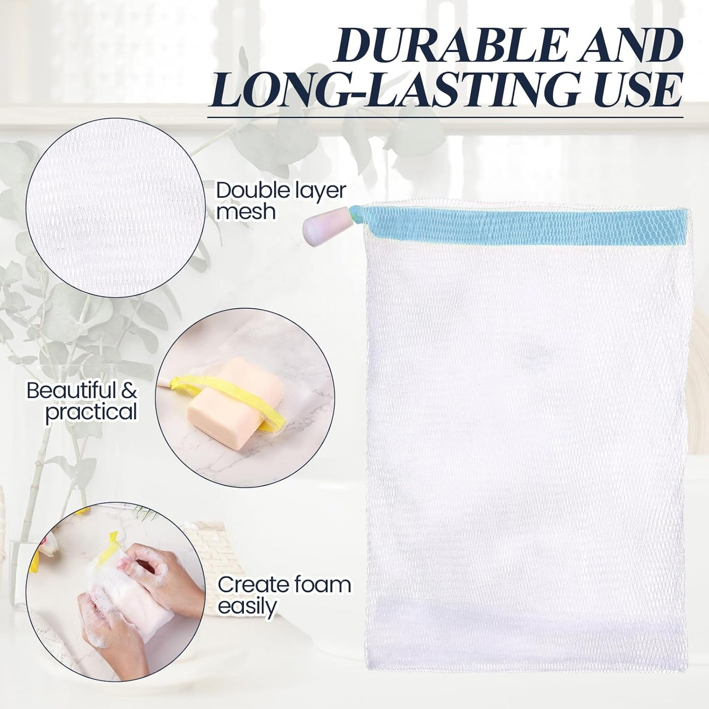 Hushee Soap Bag Bubble Mesh Bags Exfoliating Soap Pouch with Drawstring for Foaming Drying Easy Bubble Store