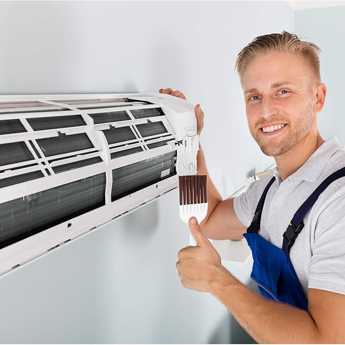 Boao 8 Packs Coil Brush Air Conditioner Condenser Refrigerator Cleaning HVAC Coil Cleaner Small Plastic Whisk Brush (Brown)