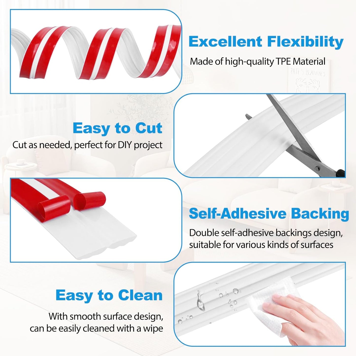Wall Corner Protector Peel and Stick Corner Trim Molding Flexible Inside & Outside Wall Edge Guard Self Adhesive Moulding Trim for Edge Use, White, 1.6” W x 40’ L