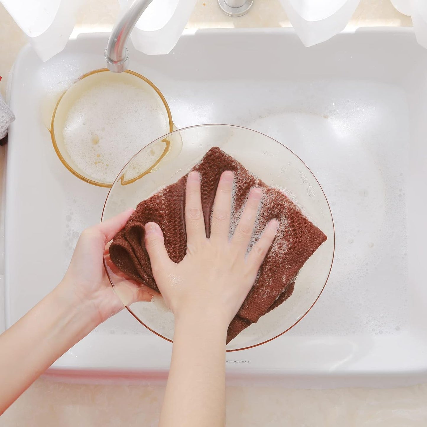 Homaxy 100% Cotton Waffle Weave Kitchen Dish Cloths, Ultra Soft Absorbent Quick Drying Dish Towels, 12 x 12 Inches, 6-Pack, Rust