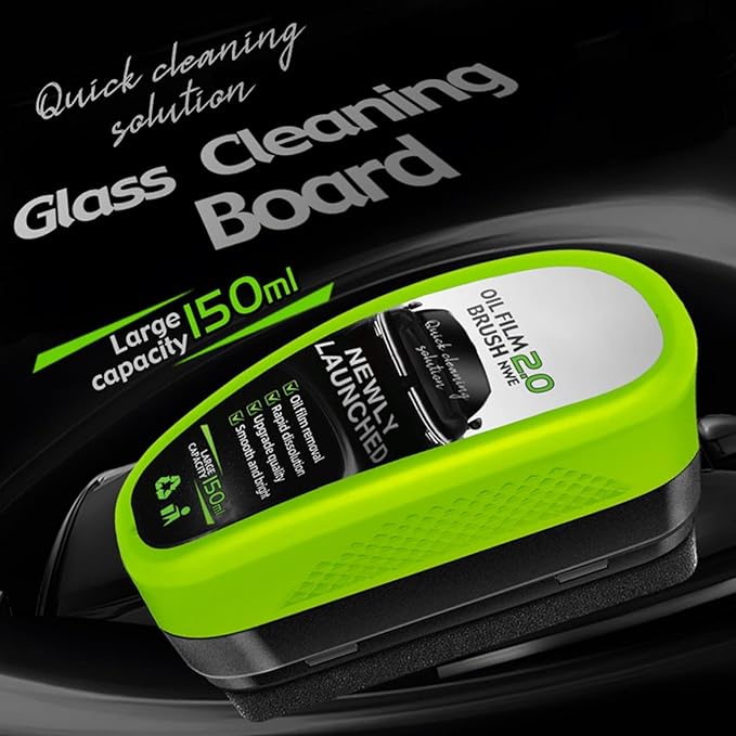Oil-Free Car Glass Brushes, Automotive Oil Film Cleaning Brush for Car Windows, 2025 Upgrade 2.0 Cleaning Doard, 150ml Universal Clearvision Glass Cleaner (1PCS)