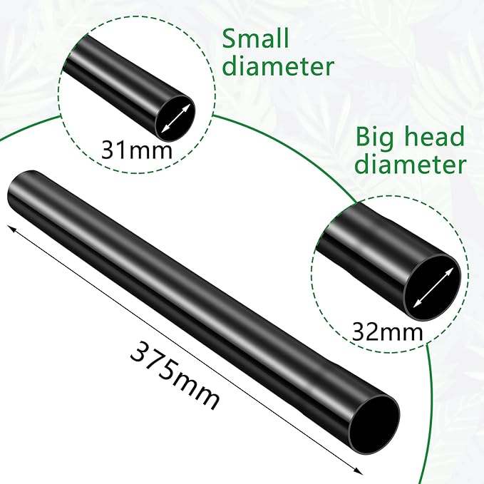 Honoson 2 Pcs 1.25 Inch Vacuum Extension Wand 32mm Black Vacuum Attachments Wand Cleaner Replacement Extension Tubes Accessories and Attachment Replacement Cleaner Pipe Tubes Extend to 14.6 Inch Long