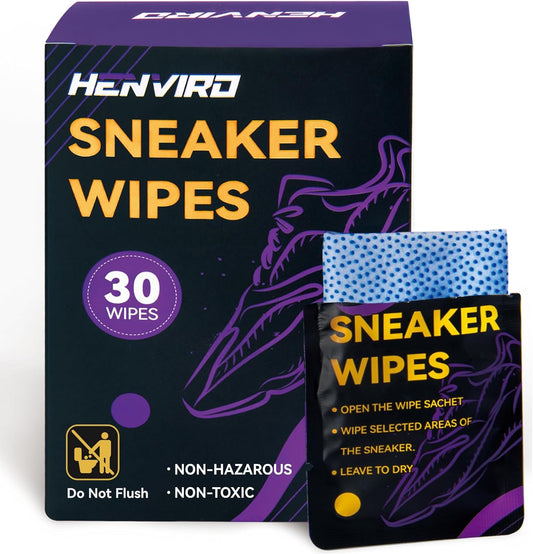 Henviro Shoe and Sneaker Cleaner Wipes - Shoe Cleaner, Shoe Cleaning Kit, Sneaker Cleaner, Shoe Cleaning Wipes, 30 Packs