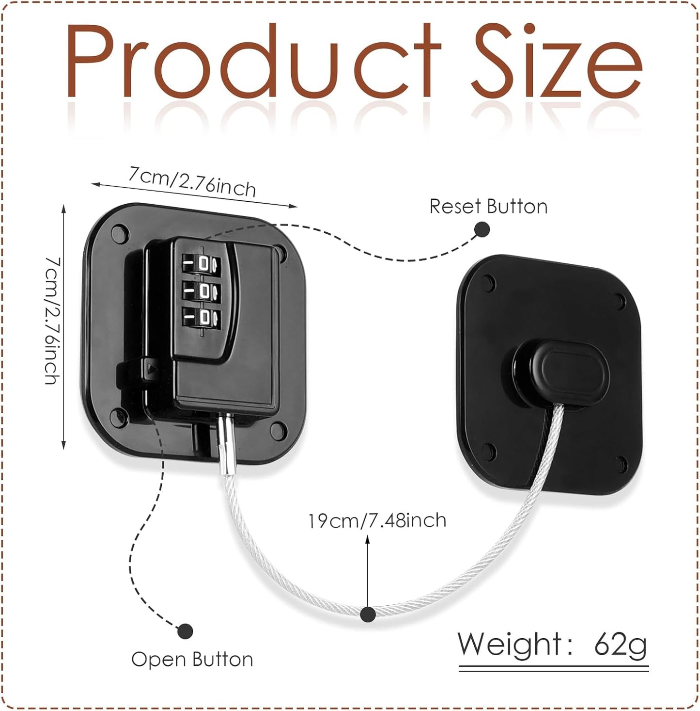 Refrigerator Lock, Combination Lock for Refrigerator Cabinets, Drawers, Heavy Duty Fridge Lock, Easy Install No Keys Needed (Black-4Pack)