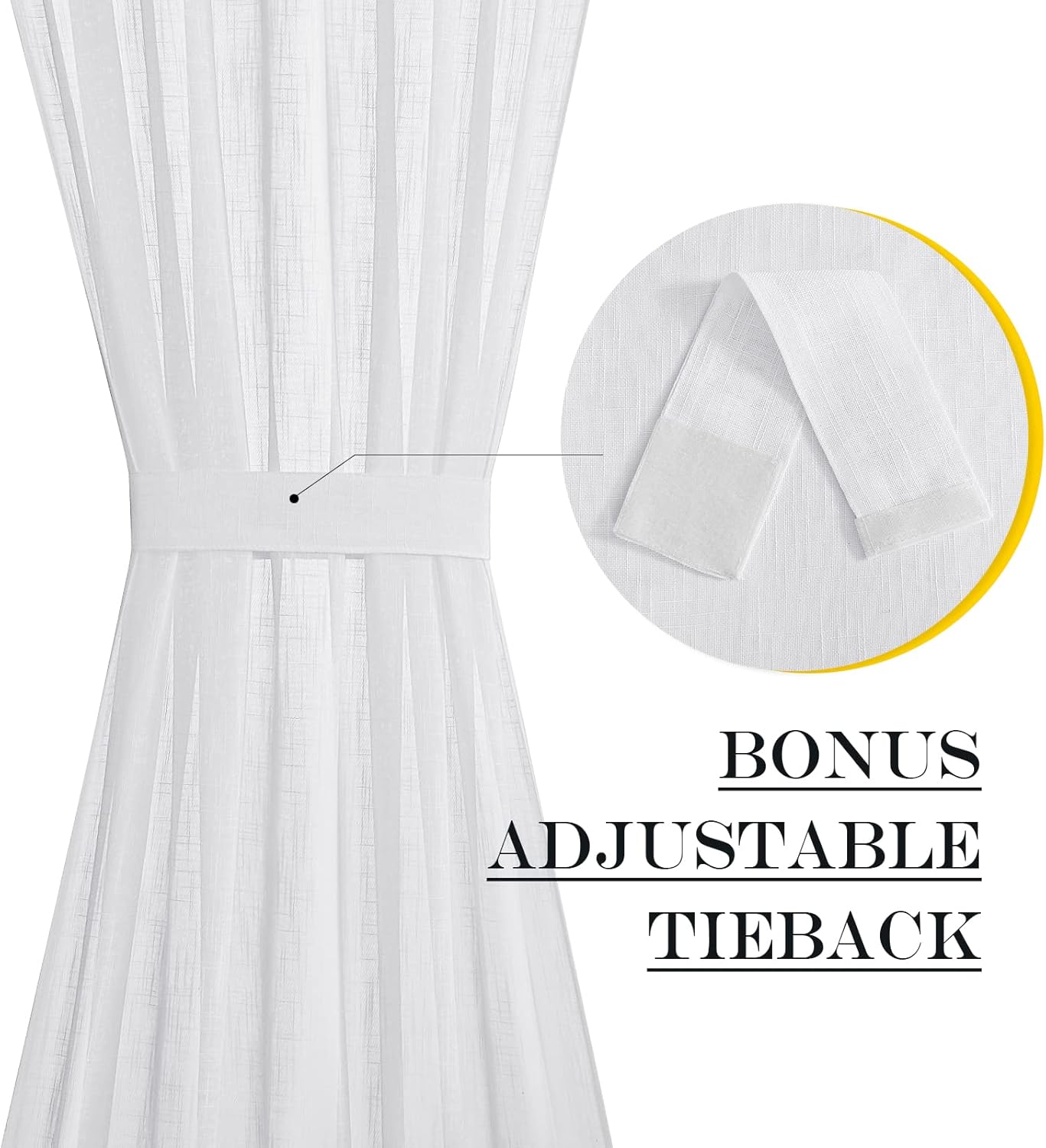 NICETOWN White Sheer Curtains for French Front Door, Short Curtains for Small Window, Sidelight Thermal Insulated Door Side Window Covering, W26 x L64, 1 Panel