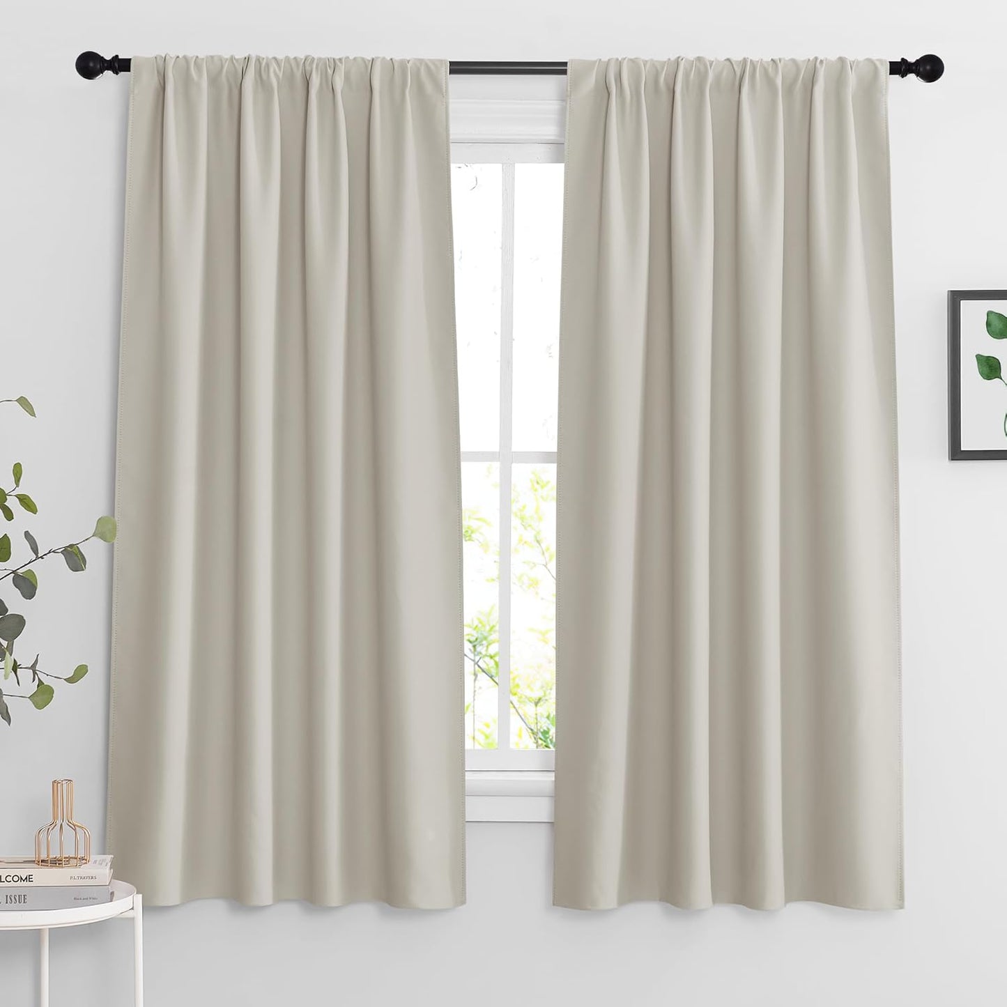 RYB HOME Curtains for Bedroom 84 inches Long, Blackout Thermal Insulating Window Treatment Drapes for Living Room Bathroom Basement Laundry Classroom, W 42 x L 84, Beige, 2 Panels