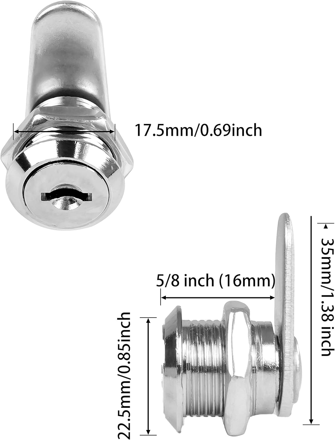 Cabinet Locks, 6 Pcs MoHern Keyed Alike 5/8 Inch (16mm) Rv Storage Lock, Cylinder Locks, Zinc Alloy Cam Lock with Keys for Cabinet, File Drawer Dresser and More