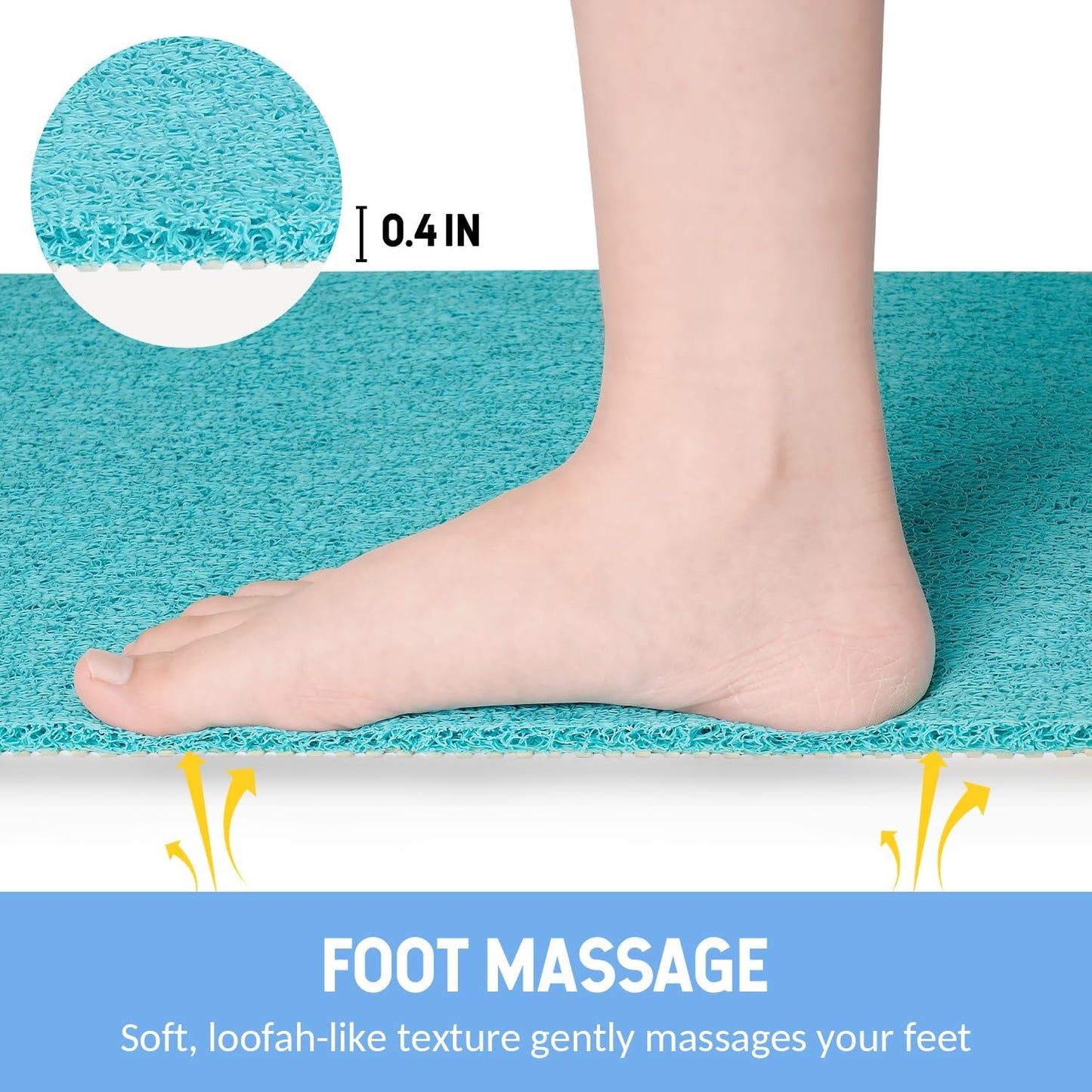 Non-Slip Bathtub Mat, Anti Slip Shower Mat, Fast Drying Bathtub Mats, Foot Scrubber Mat, Anti Slip Mat for Tub, Floor, Bathroom, Kitchen, Home, Hotel (Turquoise Blue 36"×24")