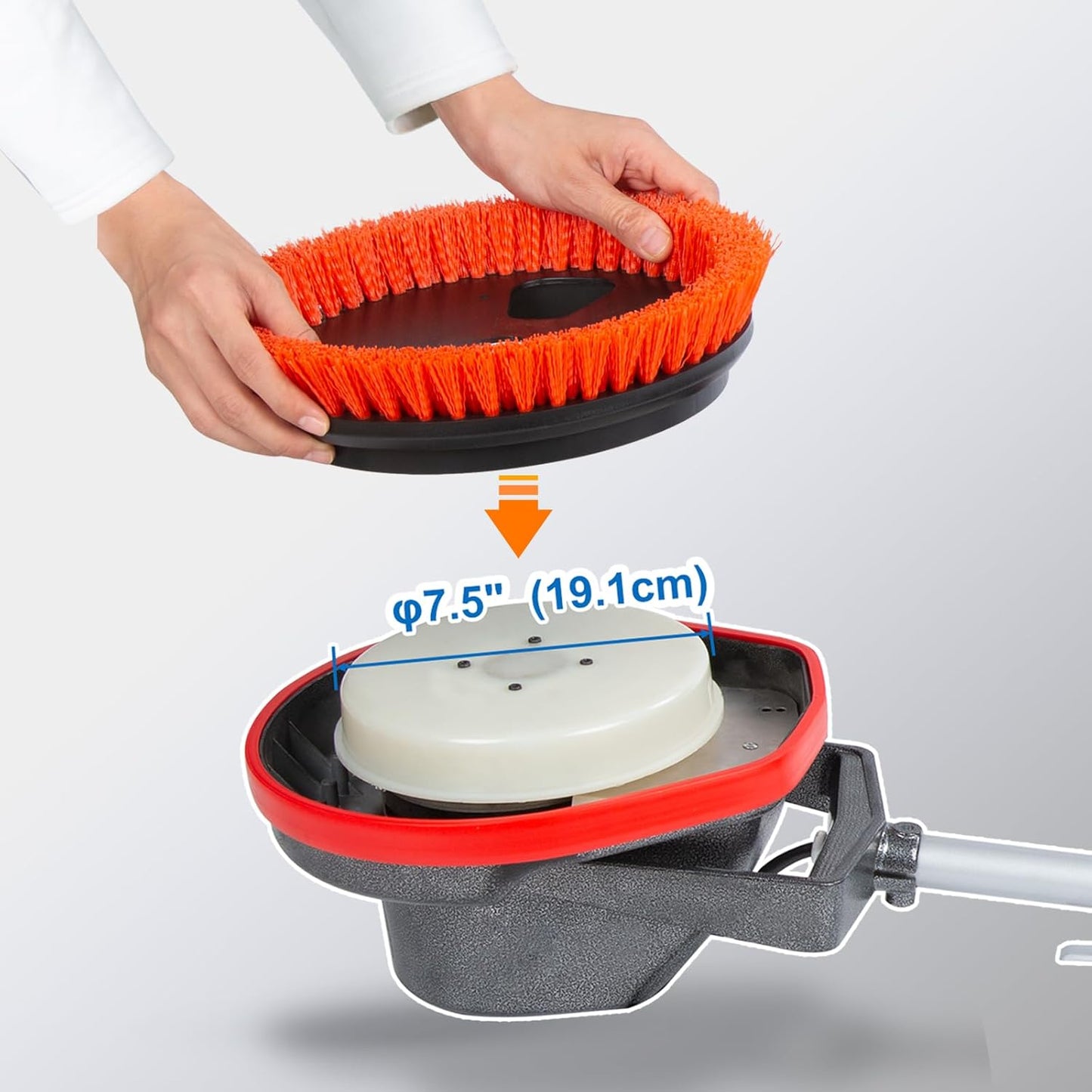 Commercial Scrub Brush for Orbital Floor Scrubber, Compatible with Oreck Orbiter XL ORB550MC, Bissell BGEM9000, 12" Diameter, Heavy-Duty Brush, Orange