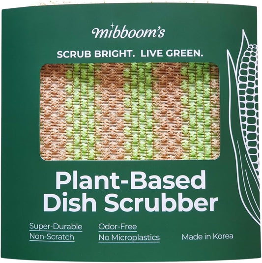mibboom's Dish Scrubbers – Non-Scratch, Reusable Kitchen Sponges for All-Purpose Cleaning, Made in Korea, 4 Pack (7.6 x 7.4 in)