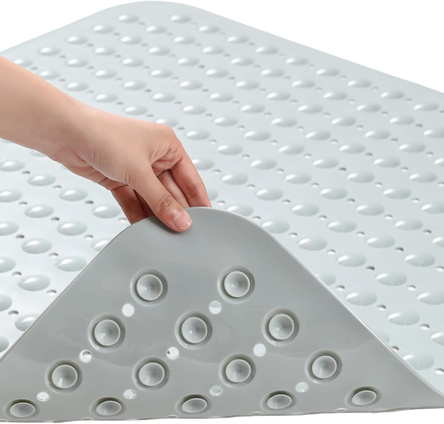 ENKOSI Extra Large Square Non Slip Shower Mat - 31 x 31-inch XL Bathroom Shower Mat - Square Shower Matts for Shower Stall Floors | Secure Suction Cups and Drain Holes (31x31 Mint Green)