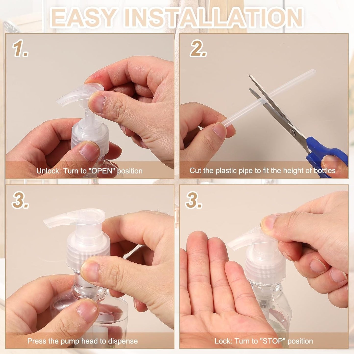 uxcell 8 Pcs Soap Dispenser Pump Heads Soap Dispensers Top Pumps Replacement Switch Pumphead for Standard 24/413 Neck Size Lotion Shampoo Bottle, Black