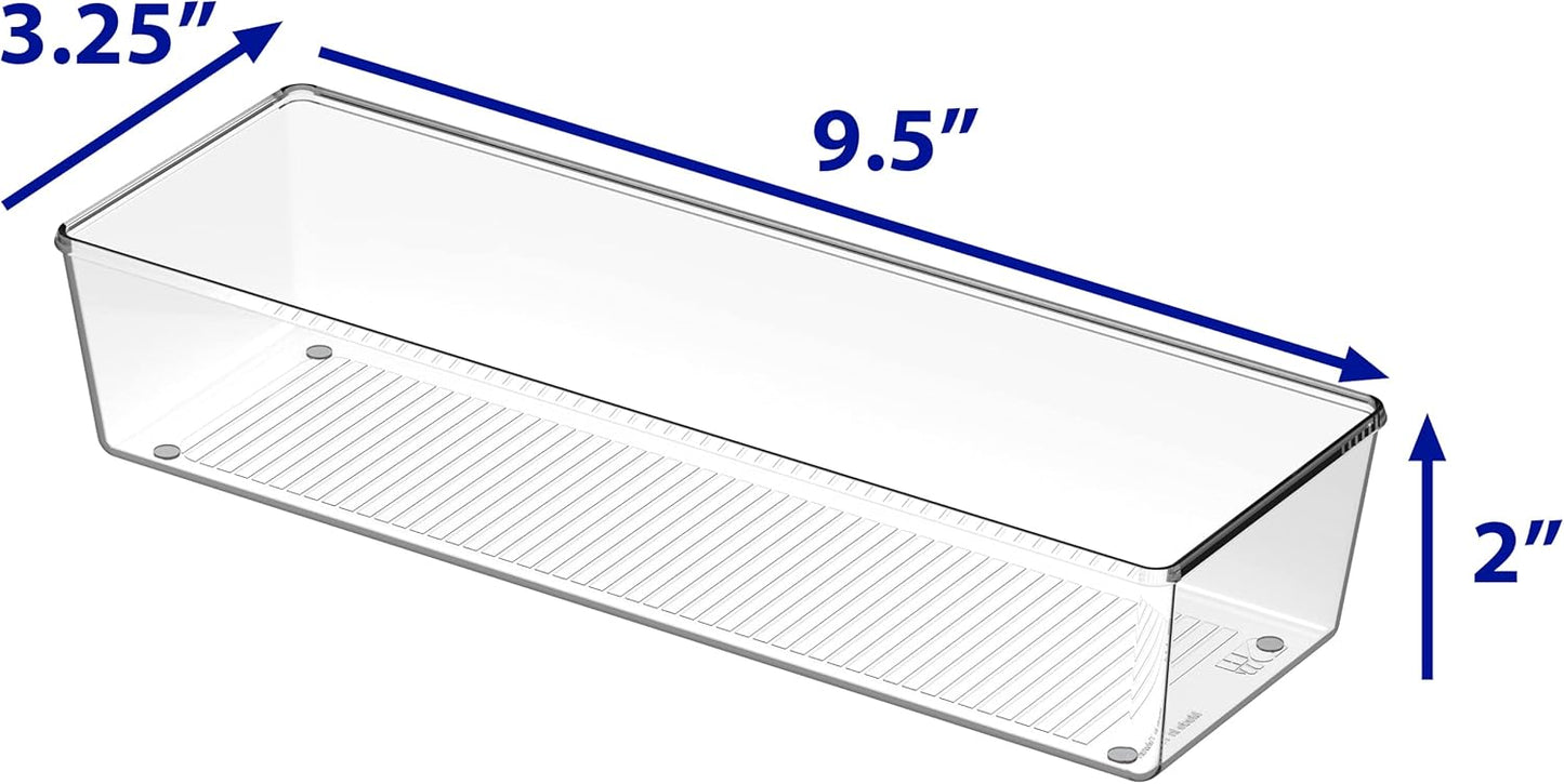 Simple Houseware Clear Drawer Organizer for Office Bin Desk Storage, 3.25"x 9.5", 4 Packs